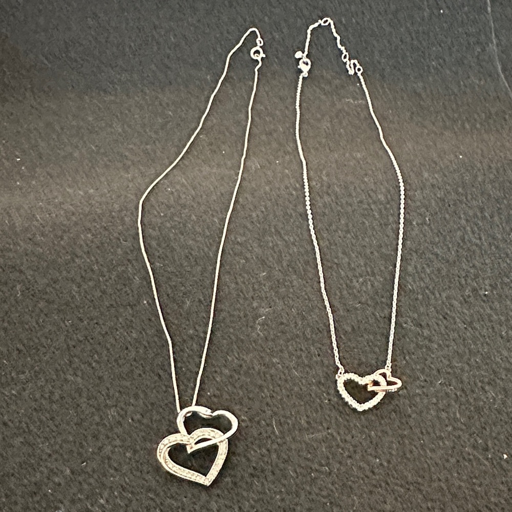 Elegant Silver Heart Necklace Set